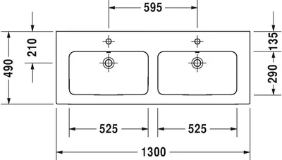 Produktbild von Duravit DU Doppel-Waschtisch ME by Starck 1300mm,Weiss Sdm, m.ÜL,m.HLB,o.HL, WG