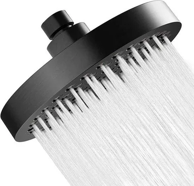Zdjęcie produktu dla Głowica prysznicowa typu deszczowego, czarna, 15,24 cm – wysokociśnieniowa, oszczędzająca wodę, z regulowaną w zakresie 360° głowicą zapobiegającą osadzaniu się kamienia