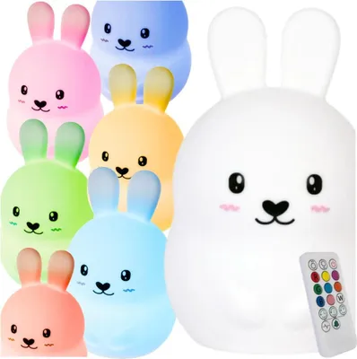 Obrázek produktu pro Silikonová králičí dotyková noční lampa, barvy s dálkovým ovládáním, bezdrátová lampa