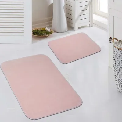 Produktbild von Weicher rosa Teppich pflegeleicht und waschbar ideal für Zuhause Größe - 50x60cm + 60x100 cm
