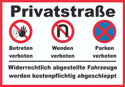 Produktbild von Privatstrasse Schild A6 Rückseite selbstklebend