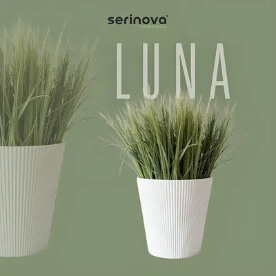 Productafbeelding van Luxe Luna - ronde witte bloempot met waterreservoir - 39 cm - elegante plantenbak voor binnen en buiten