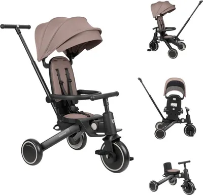 Produktbild von Kikkaboo Dreirad 5 in 1 Trix 2 zusammenklappbar, verstellbare Rückenlehne, Gurt beige