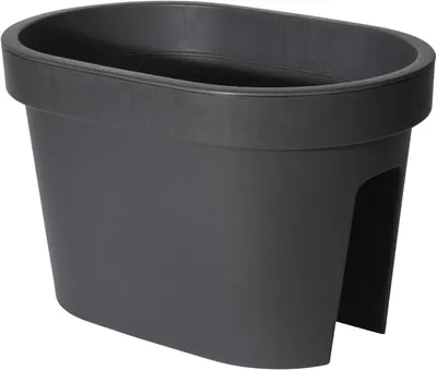Produktbild von mucHome Balkonkasten für Geländer in Anthrazit Blumenkasten Blumentopf Pflanztopf Blumenkübel Geländertopf (40 x 26 cm)