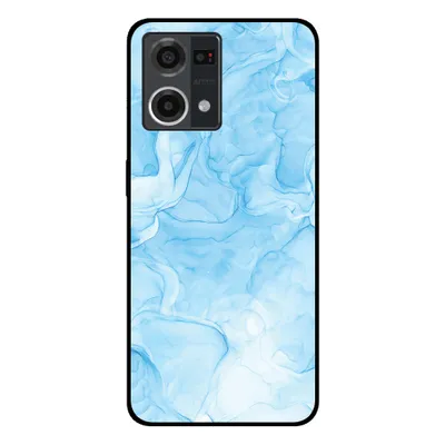 Produktbild von Smartphonica Handyhülle passend für Oppo Reno7 4G mit Marmor  aufdruck - TPU-Rückseite Fall Marmor-Design - Hellblau