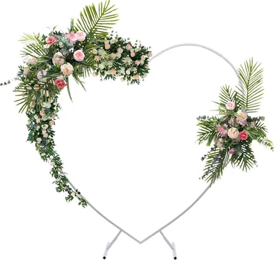 Produktbild von Herzförmiger Ballonbogen - Blumen- & Ballonständer - Metallrahmen - Maße 200×50×210 cm - Größe M - Hochzeit & Geburtstag - Weiß
