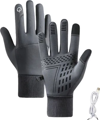 Produktbild von 1 Paar wiederaufladbare beheizte Handschuhe für Herren und Damen, wasserdichte elektrische Heizhandschuhe mit Silikonhandfläche, Touchscreen-Handschuhe für Winterskifahren und Radfahren