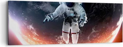 Produktbild von Bild auf Leinwand - Leinwandbild - Kosmonaut Weltraum - 90x30cm - Wand Bild - Wanddeko - Wandbilder - Leinwanddruck - Bilder - Kunstdruck - Wanddekoration - Leinwand bilder - Wandkunst - AB90x30-3500