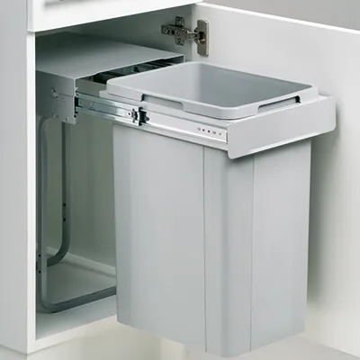 Produktbild von Naber Single 30 DT. Abfallsammler, alu grau (26 Liter), Höhe 470. - Mülleimer