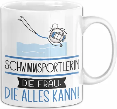 Produktbild von Schwimmsportlerin Geschenk Tasse Becher Die Frau Die Allen Kann Geschenkidee für eine Schwimmsportlerin Lustig (Weiß)