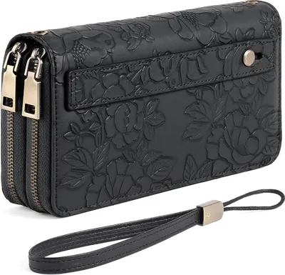 Produktbild von Geldbörse Damen Gross, Doppel Reißverschluss Kreditkartenetui, RFID Schutz Clutch Geldbeutel Damen Groß, mit Viel Kartenfächer Wallet,