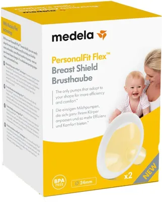A product box for Medela PersonalFit Flex Breast Shields.