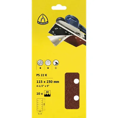 Produktbild von PS 22 K Streifen kletthaftend, 115 x 230 mm Korn 40 Lochform GL15, 241663