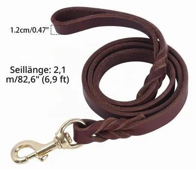 Produktbild von Hundeleine Leder Fettleder 1,2m - 2,6m 1,2/1,8cm Breit mit Drehbarem Haken
