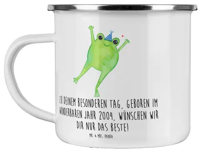 Produktbild von Mr. & Mrs. Panda Teetasse 2004 Geburtstag - Weiß - Geschenk, Emaille Tasse, geboren im Jahr, Pott, Jahrgangsgeschenk, Glückwunsch, emaillebecher, Teebecher