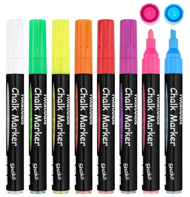 Image de Jeu de marqueurs à craie, 8 couleurs, lavables, avec embout double face : 3 mm et 4,5 mm, pour tableaux, vitres et surfaces lisses