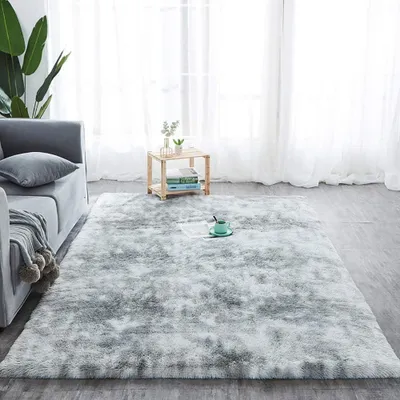 Produktbild von 120x160cm Plüschteppich, dekorativer Hochflorteppich für Wohnzimmer, Esszimmer, Kinderzimmer, Schlafzimmer, Sofakissen, 120x160cm (Grau)