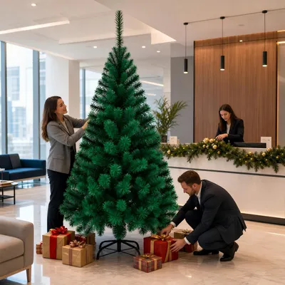 Image de NAIZY, sapin de Noël artificiel de 2,1 mètres de haut, avec un pied stable, décorable à volonté et démontable pour un rangement gain de place pendant les fêtes de Noël