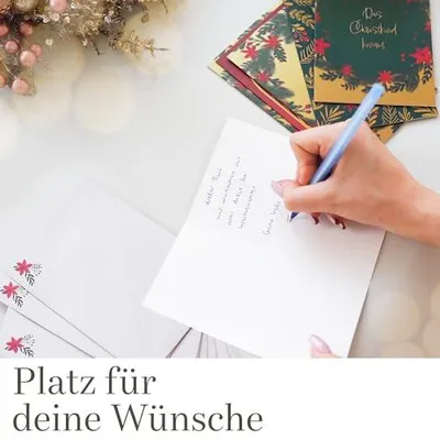 Immagine prodotto di Set di 14 biglietti di Natale con busta - Biglietti dell'Avvento formato A6 - Set di biglietti natalizi - Biglietto di Natale apribile - Set di cartoline natalizie