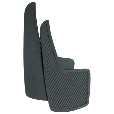 Two black mudguards are shown against a white background.
