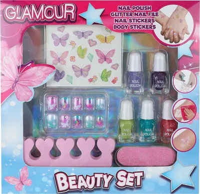 Produktbild von Glamour Beauty Nagellack-Set mit Nagelaufklebern
