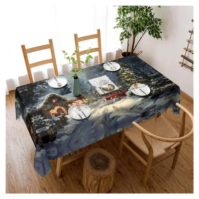 Produktbild von Wiederverwendbare Tischdecke mit Weihnachtsmotiv, 137,2 x 182,9 cm, für Hochzeiten und den Außenbereich