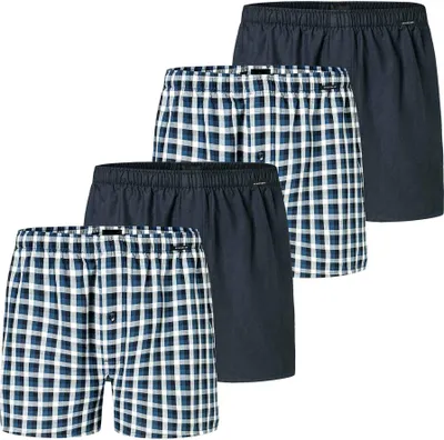 Produktbild von SCHIESSER Herren Web-Boxershorts, 4er Pack - We, Unterhose, Baumwolle Dunkelblau 3XL