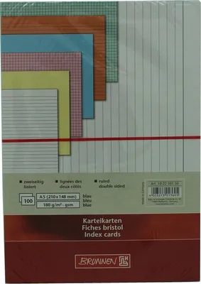 Obrázok produktu pre Kartotékové lístky DIN A5 Farba modrá prázdne linkované Obsah 100 ks