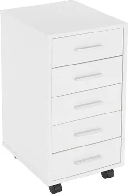 Productafbeelding van Rolcontainer met laden - Opbergkast bureau - Kantoor organiseren - 5 ruime laden - 33x38x635 cm - Wit
