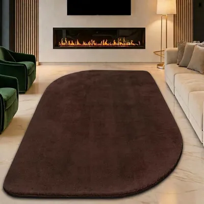 Image de Tapis Shape, forme libre moderne, doux et moelleux, marron, dimensions : 120 x 160 cm