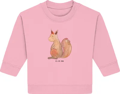 Produktbild von Mr. & Mrs. Panda Organic Baby Pullover Einhorn Glauben 6. - 12. Monat - Baumwolle Pink - Geschenk, Einhörnchen, Eichhörnchen, Bullover, Unicorn, Eichhorn, Einhörner