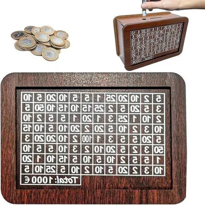 Produktbild von Sparbuch mit Zähler Retro Holz Geldschwein