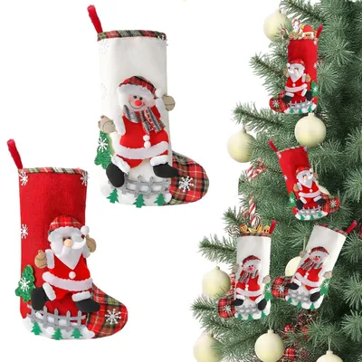 Weihnachtsstrümpfe 2er-Set 19x30 cm rot klassisch
