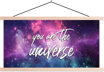 Produktbild von MuchoWow® Textilposter Zitate - 'Du bist das Universum' - Sprichwörter - Jungen - Mädchen - Kinder 120x60 cm mit holzfarbenen Rahmen - Klemmleiste