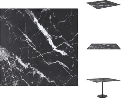 Zdjęcie produktu dla vidaXL Blat czarny 60x60 cm 6 mm szkło hartowane o marmurowym wyglądzie - Blaty stołowe