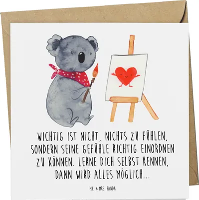 Produktbild von Mr. & Mrs. Panda Grußkarte Emotionen ausdrücken Weisheit - Weiß - Geschenk, Trost, Vertrauem, Glückwunschkarte, faltkarte, liebevoller Gruß, handgefertigt, Zuversicht