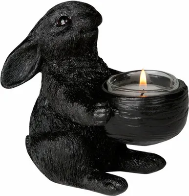 Produktbild von 2 x Teelichthalter Hase schwarz - 13 x 8 x 13 cm