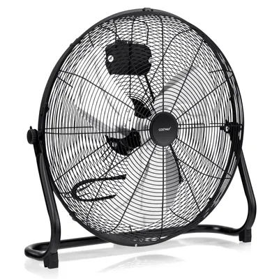 Produktbild von COSTWAY Bodenventilator φ51cm, Windmaschine 160W mit 3 Geschwindigkeitsstufen, Boden Ventilator im Chrom Design, stufenlos neigbarer Ventilatorkopf, 145° einstellbarer Neigungswinkel