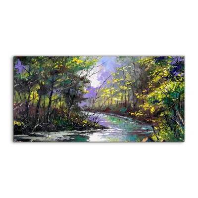 Produktbild von Coloray Glasbild 140x70  Wandbild Glasbilder Foto Bild Herbst Landschaft mit Wald