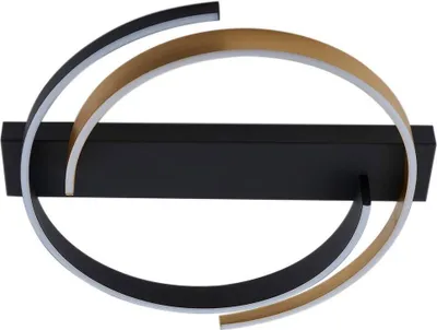 Produktbild von Lucande LED-Deckenleuchte Natsuma, schwarz/gold, Ø50 cm