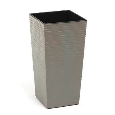Zdjęcie produktu dla Doniczka LAMELA Flowerpot FINEZIA ECO WOOD DLUTO - 40 x 40 cm, wysokość 75 cm, szara