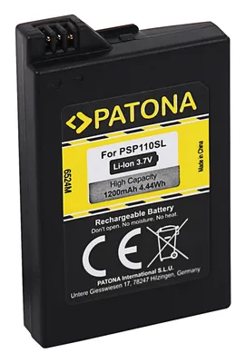 Obrázek produktu pro PATONA 6524, Baterie, PlayStation Portable (PSP), Černá, Lithium-ion (Li-ion), 1200 mAh, 4,44 Wh