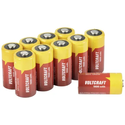 Productafbeelding van VOLTCRAFT CR123A, 10 stuks. Fotobatterij, CR123A lithium, 1500 mAh, 3 V, 10 stuks.