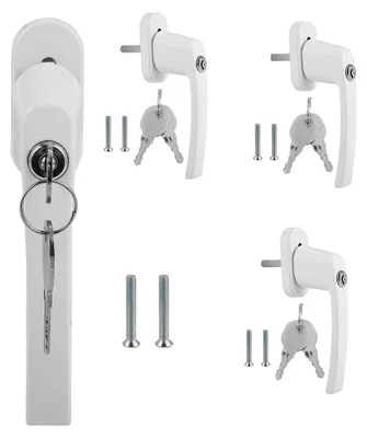 Produktbild von Peviasot Fenstergriff abschließbar 4 Stück, weißer Aluminium-Fenstergriff mit 8 Schlüsseln und 8 Schrauben, Stiftlänge 35 mm für Kippfenster