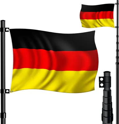 Produktbild von KESSER® Teleskop Fahnenmast Aluminium 6,30m Bodenhülse 60cm inkl Deutschlandfahne Höhenverstellbar Flaggenmast Mast Deutschland Flagge Alu