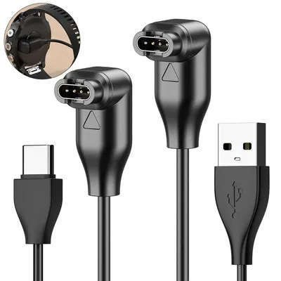 Produktbild von Ladekabel USB-C 2er Set – 100cm Winkelkabel kompatibel mit Fenix, Forerunner, Instinct, Venu & mehr