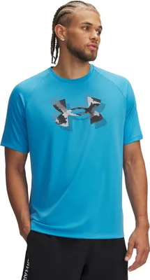 Productafbeelding van Under Armour Tech Print Fill T-shirt met korte mouwen, blauw, maat M, voor heren