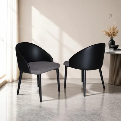 Produktbild von STILVORA Esszimmerstuhl 2er Set mit Kunstleder-Rückenlehne und Mesh-Sitz, Stuhl mit Metallbeinen und rutschfesten Füßen, Küchenstuhl für Esszimmer und Wohnzimmer