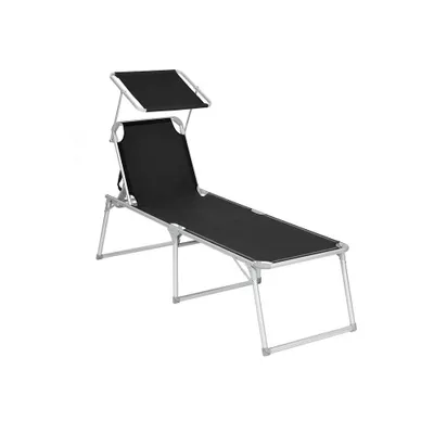 Produktbild von Famanu Liegestuhl - Große Liegestuhl - Verstellbarer Liegestuhl - Klappbarer Liegestuhl - Schwarz - 65 x 200 x 48 cm