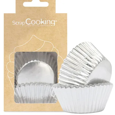 48 silberne Papierförmchen für Cupcakes & Muffins, 4,5 x 7,5 cm